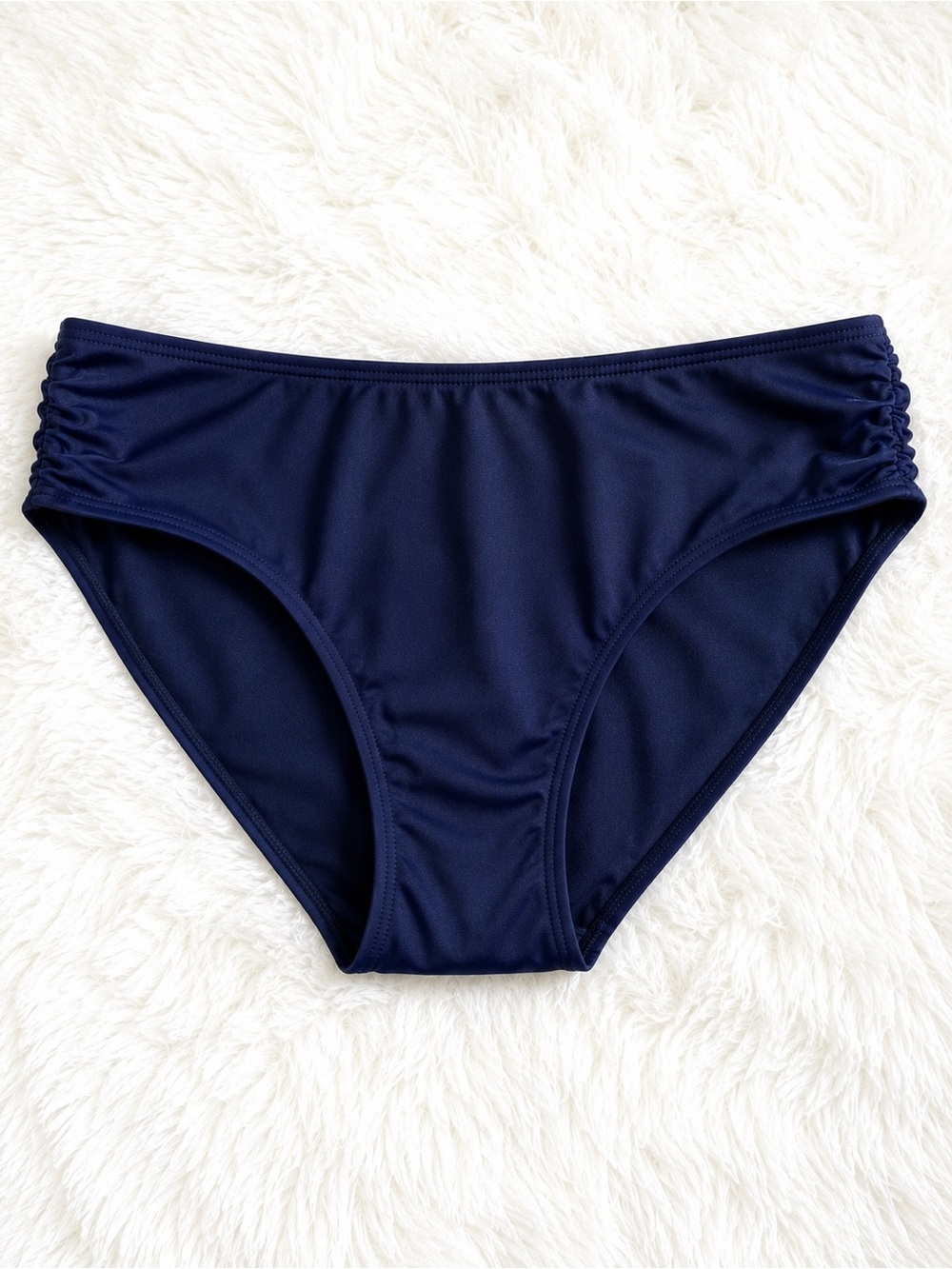 Calvin Klein Navy Blue Ruched Side Bikini Bottom Classic Basic Swimsuit